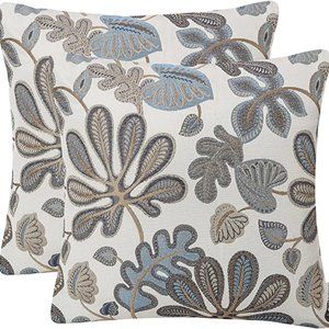 Decorative Jacquart Tropical Leaf Pattern Throw Pillow Covers